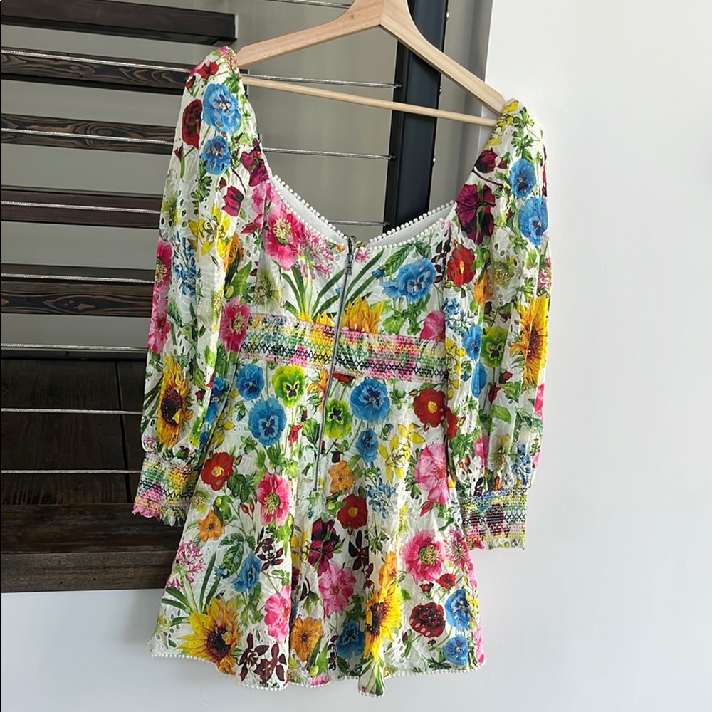 NWT Alice + Olivia Floral Long Sleeve Dress - Multicolor - Picture 3 of 4